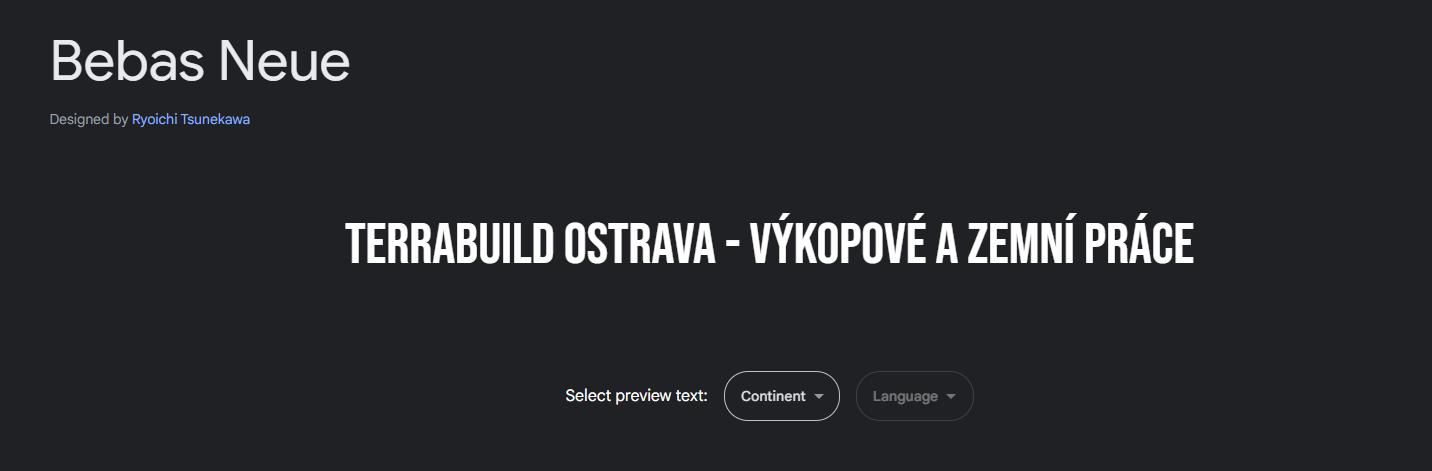 Příklad Fontu Bebas neue